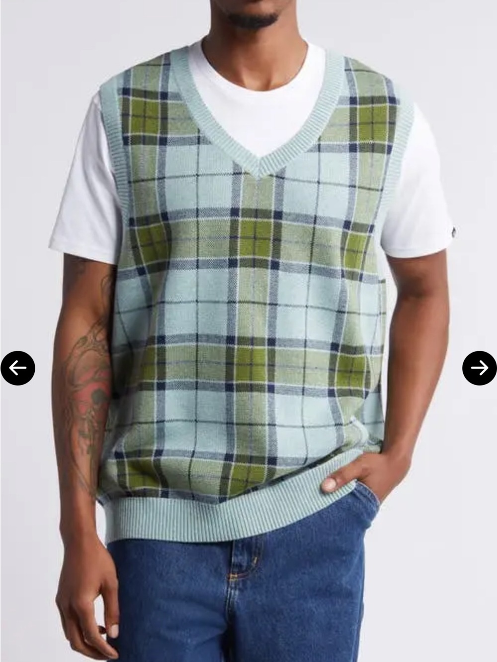 Vans Almondwood Mint And Olive Green Sweater Vest